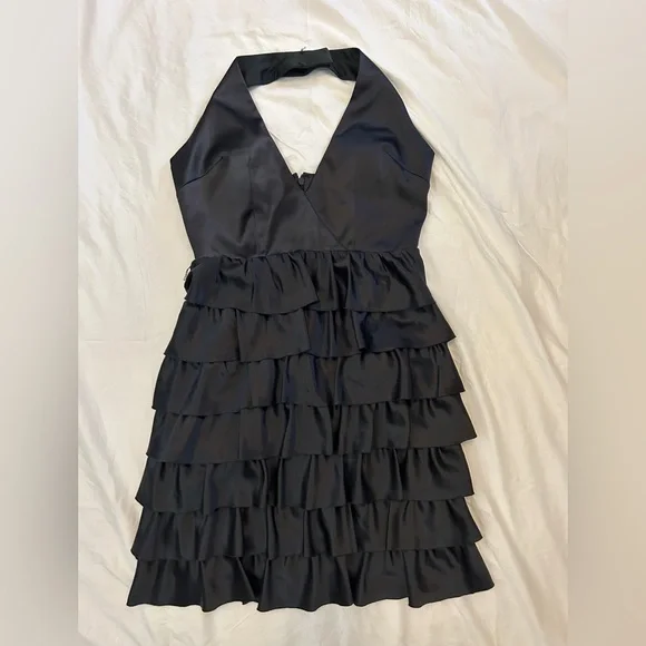 Bcbg Paris Dresses | Bcbg Paris Gray Halter Ruffle Tier Cocktail Dress Size 2 | Color: Gray | Size: 2 | Audreyblue's Closet Bcbg Paris Dresses | Bcbg Paris Gray Halter Ruffle Tier Cocktail Dress Size 2 | Color: Gray | Size: 2 | Audreyblue's Closet